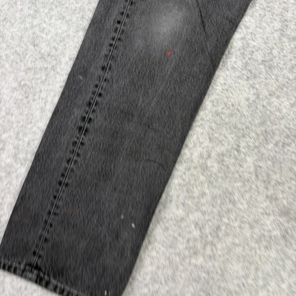 Levi's 505 Straight Leg Jeans‎ Mens 33x32 Faded Black Distressed Denim Workwear
